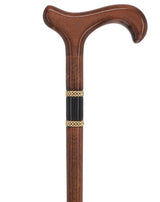 Gold Rings & Walnut Braided Derby Cane: Elegant Design Derby Classic Walking Canes - Tophatter Daily Deals