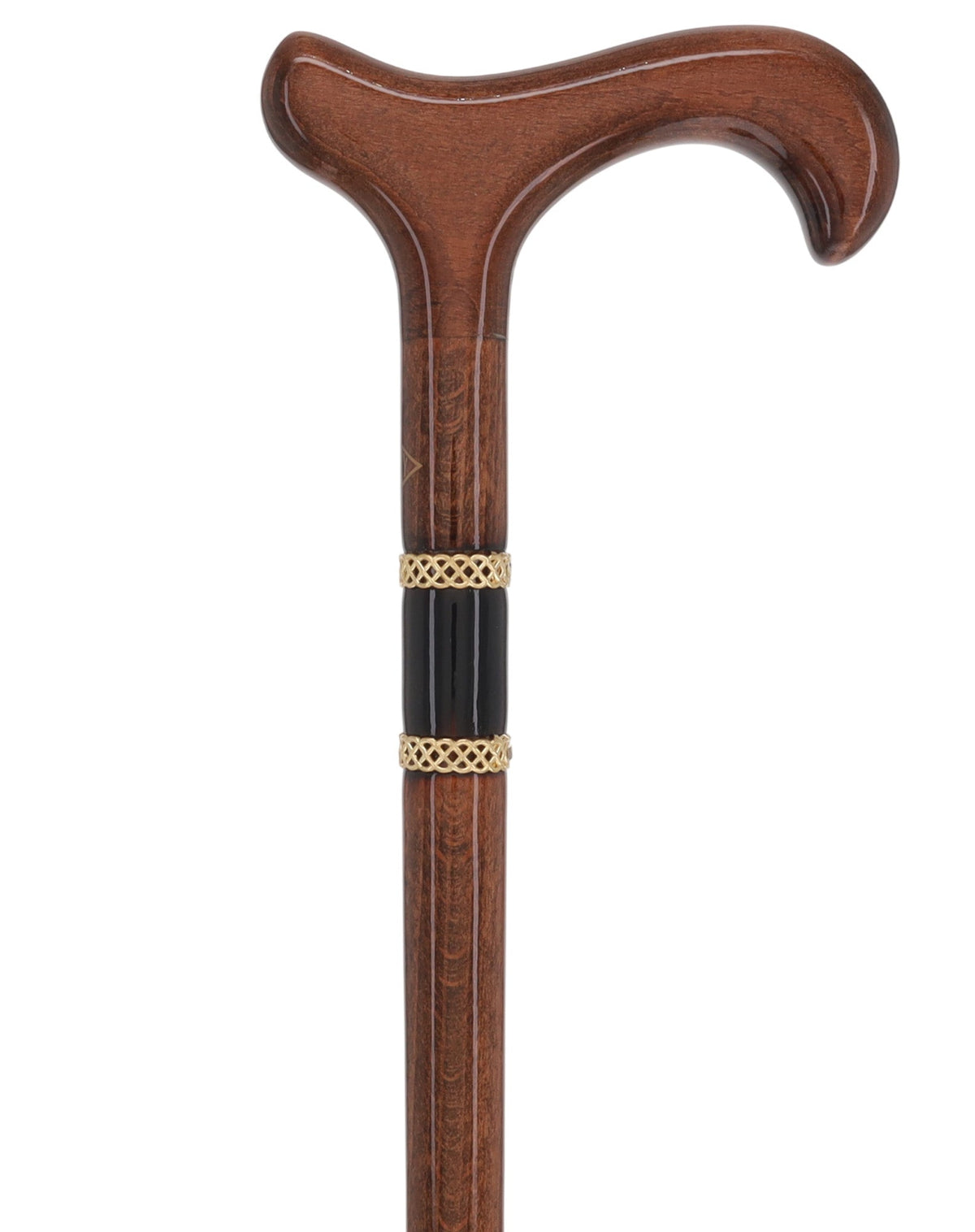 Gold Rings & Walnut Braided Derby Cane: Elegant Design Derby Classic Walking Canes - Tophatter Daily Deals