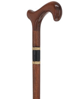 Gold Rings & Walnut Braided Derby Cane: Elegant Design Derby Classic Walking Canes - Tophatter Daily Deals