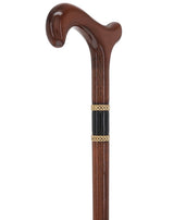 Gold Rings & Walnut Braided Derby Cane: Elegant Design Derby Classic Walking Canes - Tophatter Daily Deals