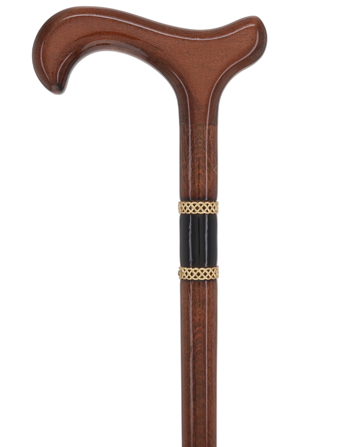 Gold Rings & Walnut Braided Derby Cane: Elegant Design Derby Classic Walking Canes - Tophatter Daily Deals