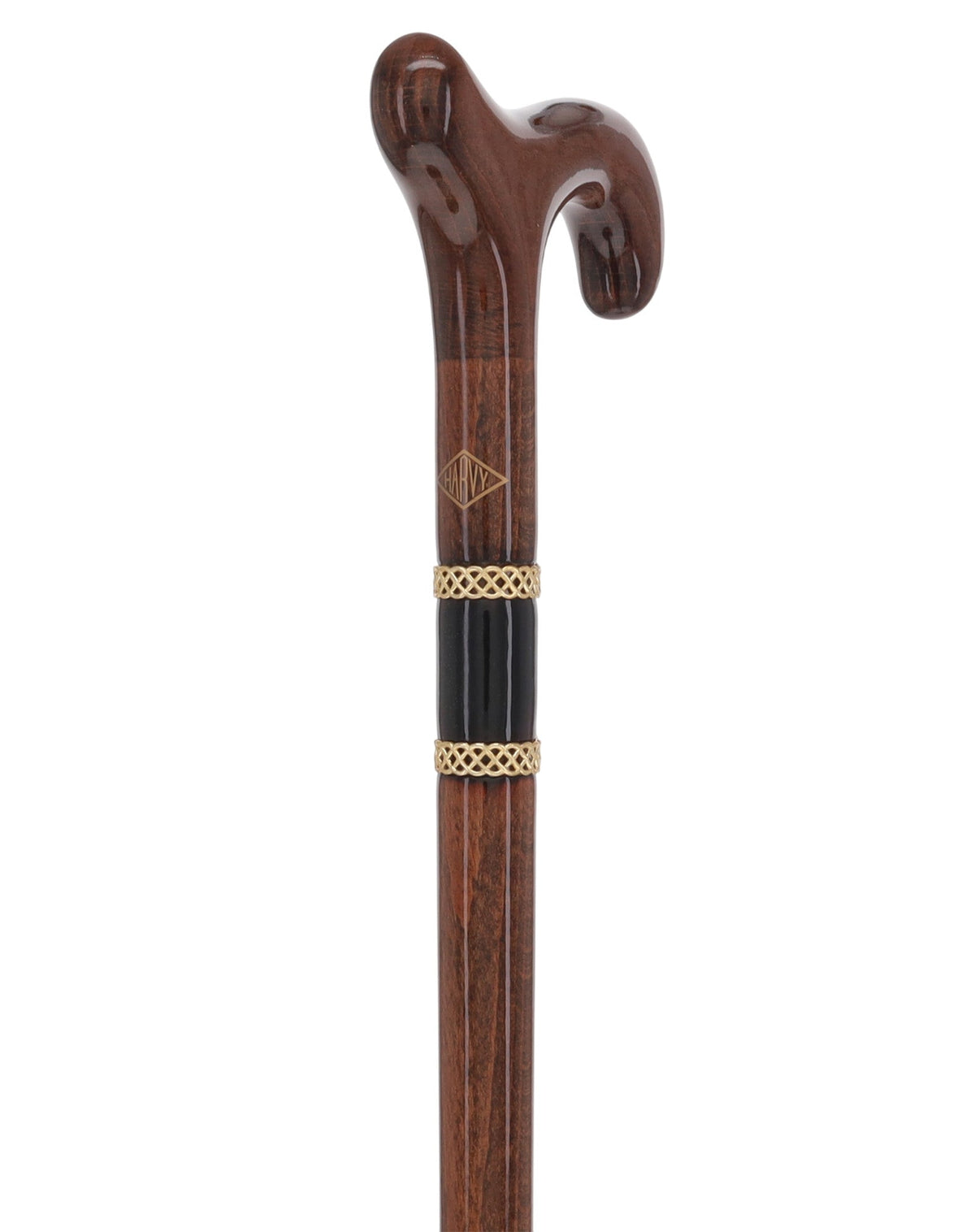 Gold Rings & Walnut Braided Derby Cane: Elegant Design Derby Classic Walking Canes - Tophatter Daily Deals
