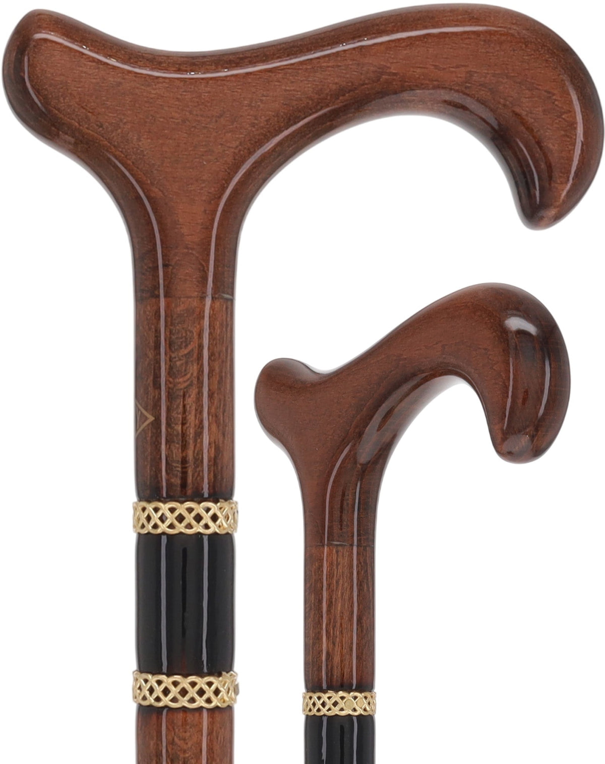 Gold Rings & Walnut Braided Derby Cane: Elegant Design Derby Classic Walking Canes - Tophatter Daily Deals