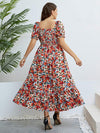 Plus Size Floral Smocked Square Neck Dress Casual Dresses - Tophatter Daily Deals