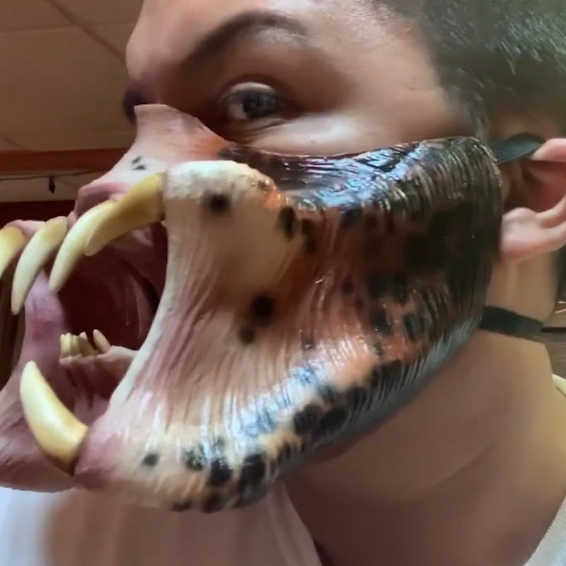 Latex Horror Mask Cannibal Mouth Cosplay Halloween 2025 3D Changing Face Moving Picture Frame - Tophatter Daily Deals