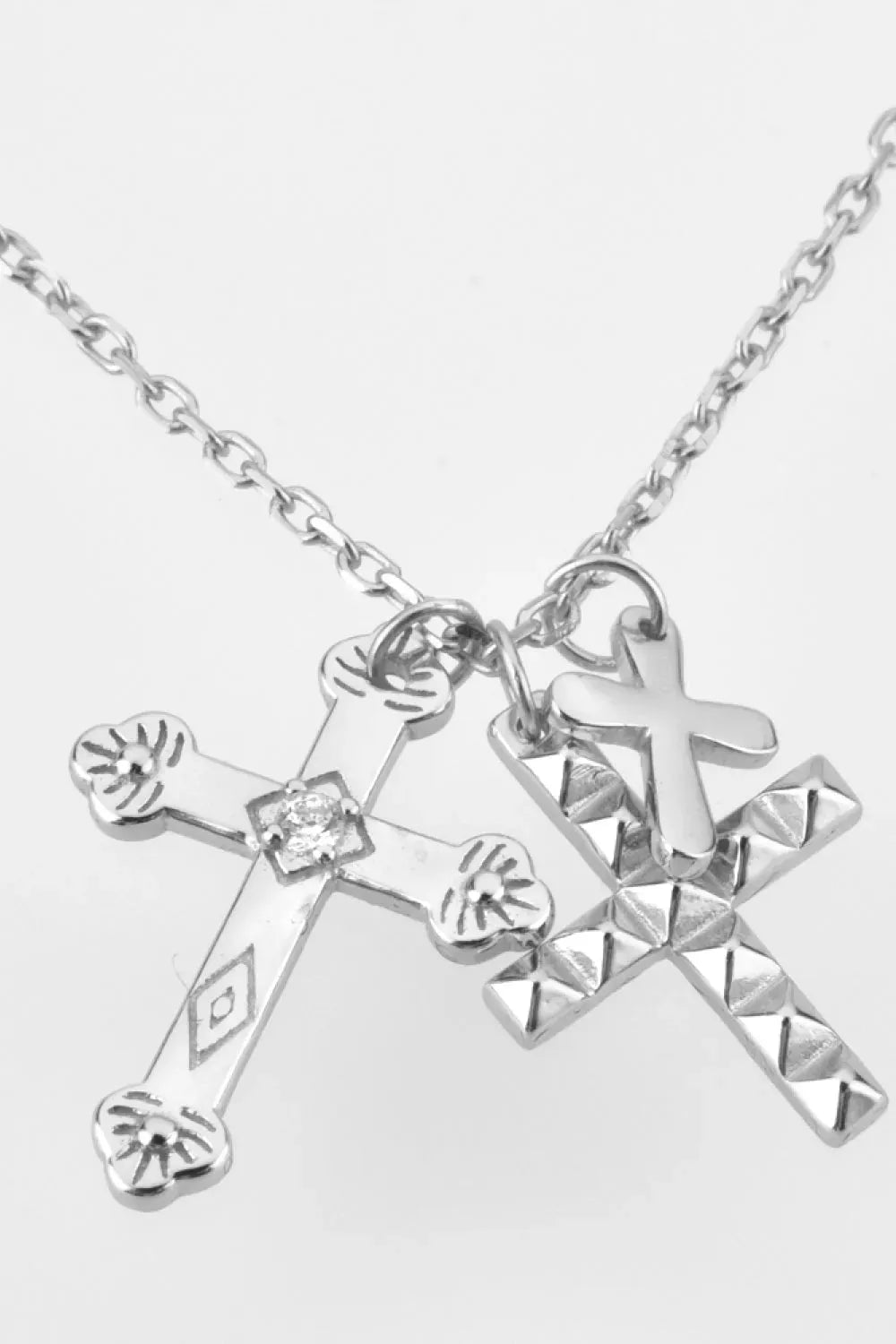 Inlaid Zircon Cross Pendant 925 Sterling Silver Necklace Necklaces - Tophatter Daily Deals