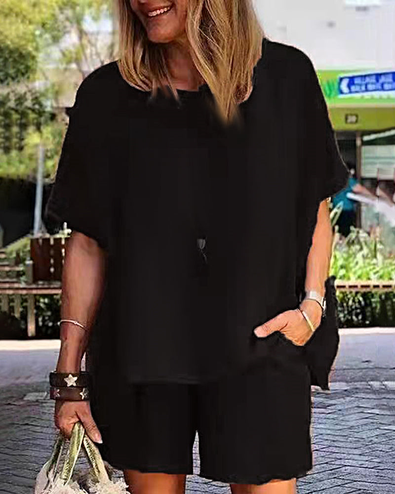 Two Piece Shorts Sets Black Two Pieces Sets - Tophatter Daily Deals
