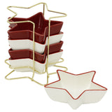 Star-Shaped Set of Snack Bowls, Ceramic Christmas Serving Bowls with Rack Bowl - Tophatter Daily Deals
