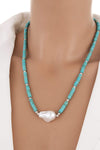 Turquoise & Pearl Necklace Turquoise One Size Necklaces - Tophatter Daily Deals