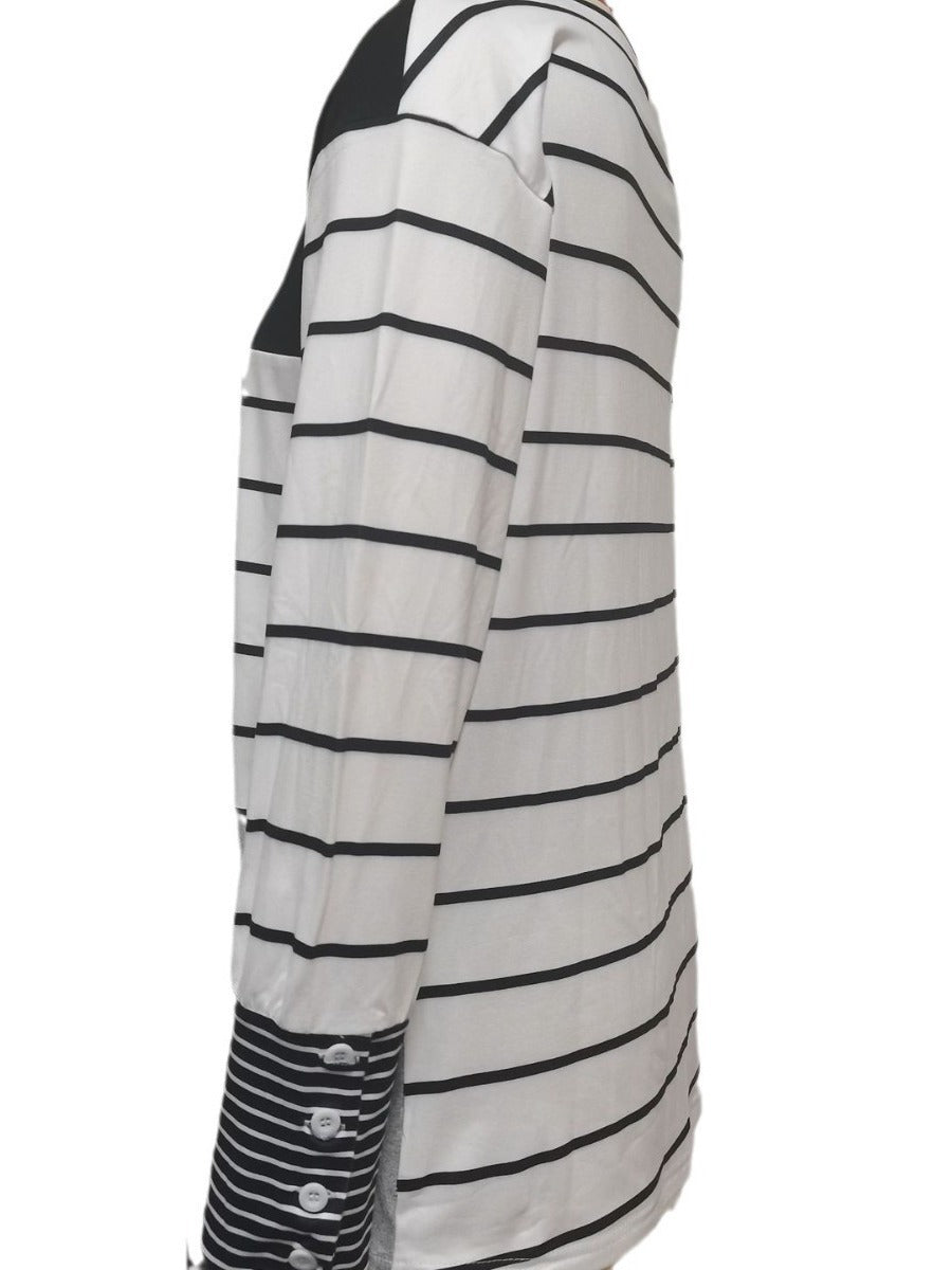Soft Cozy Women Long Sleeve Top - Colorblock Striped 3D Changing Face Moving Picture Frame - Tophatter Daily Deals