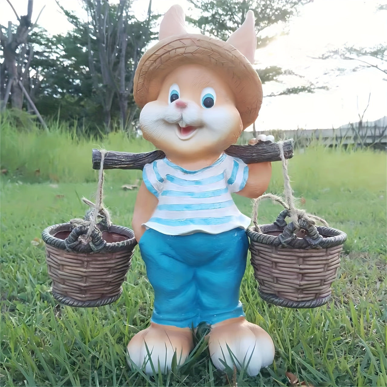 Rabbit Garden Statue Resin Outdoor Decoration Lawn Ornaments & Garden Sculptures - Tophatter Daily Deals