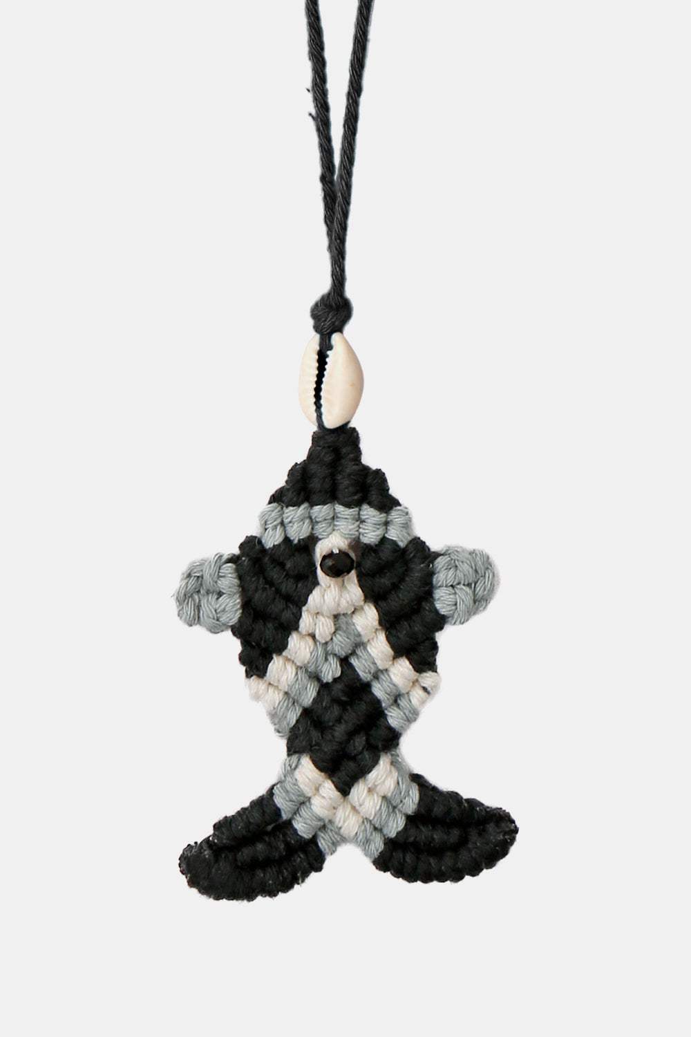 Cotton Cord Fish Shape Pendant Necklace Black One Size Necklaces - Tophatter Daily Deals