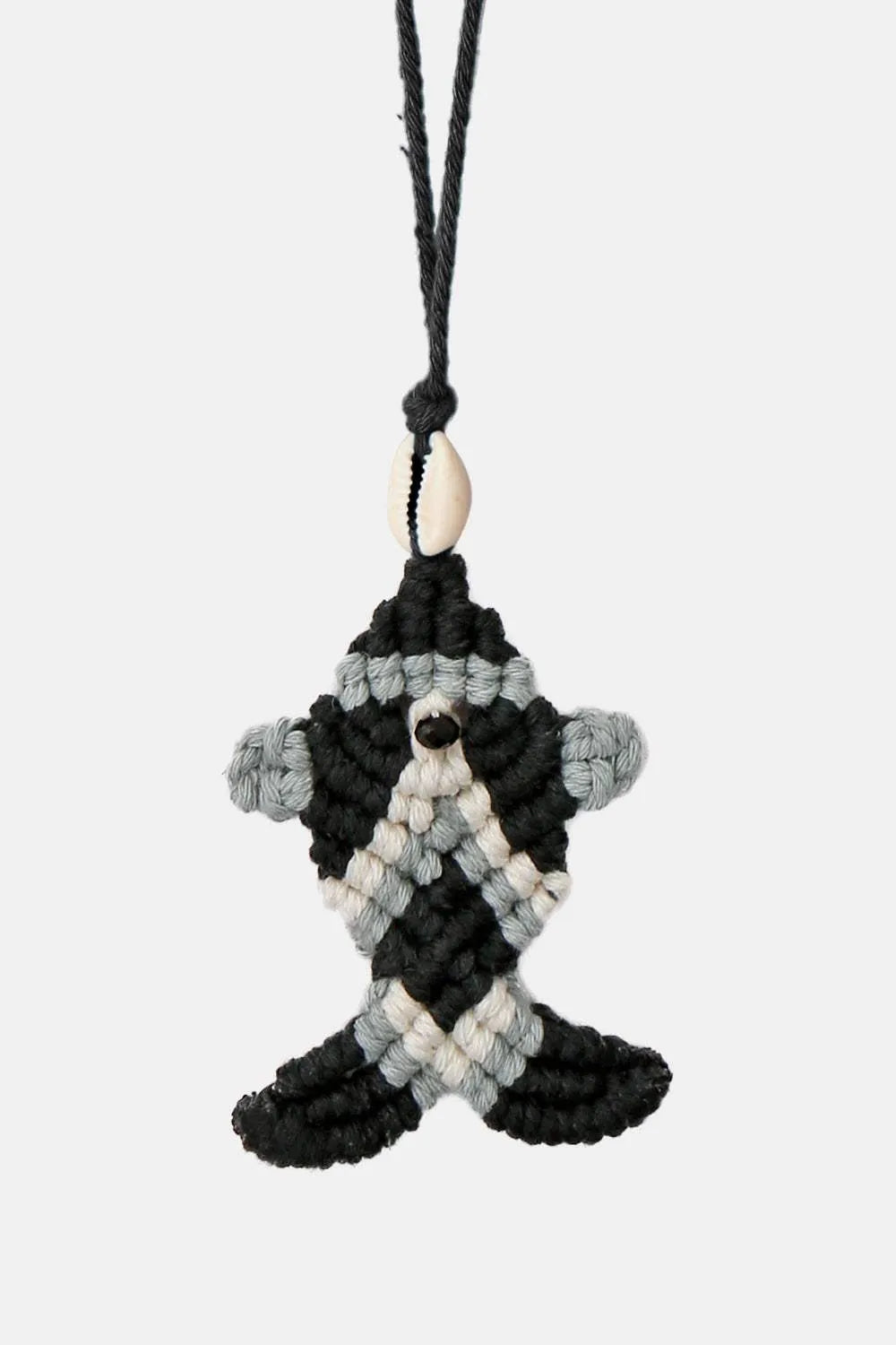 Cotton Cord Fish Shape Pendant Necklace Black One Size Necklaces - Tophatter Daily Deals