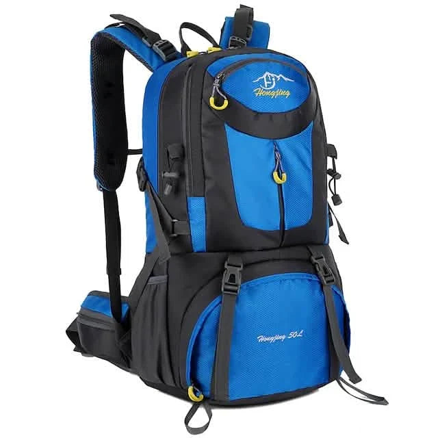 50L Waterproof Hiking Backpack Sky Blue Outdoor Recreation - Tophatter Daily Deals