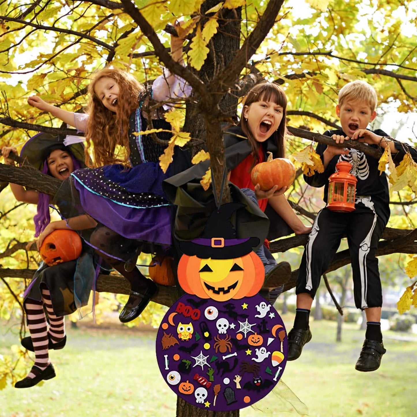 51-Pieces: Felt Pumpkin Witch Hanging Décor Seasonal Decor - Tophatter Daily Deals