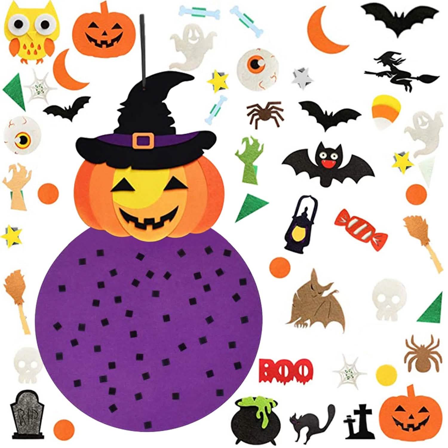 51-Pieces: Felt Pumpkin Witch Hanging Décor Seasonal Decor - Tophatter Daily Deals