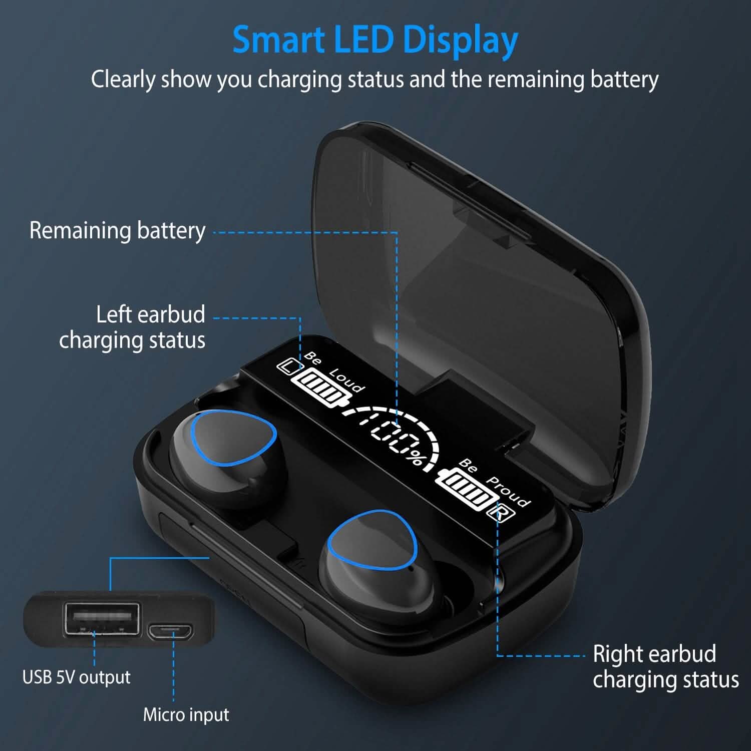 5.1 TWS Wireless Earbuds Touch Control Headphone Headphones - Tophatter Daily Deals