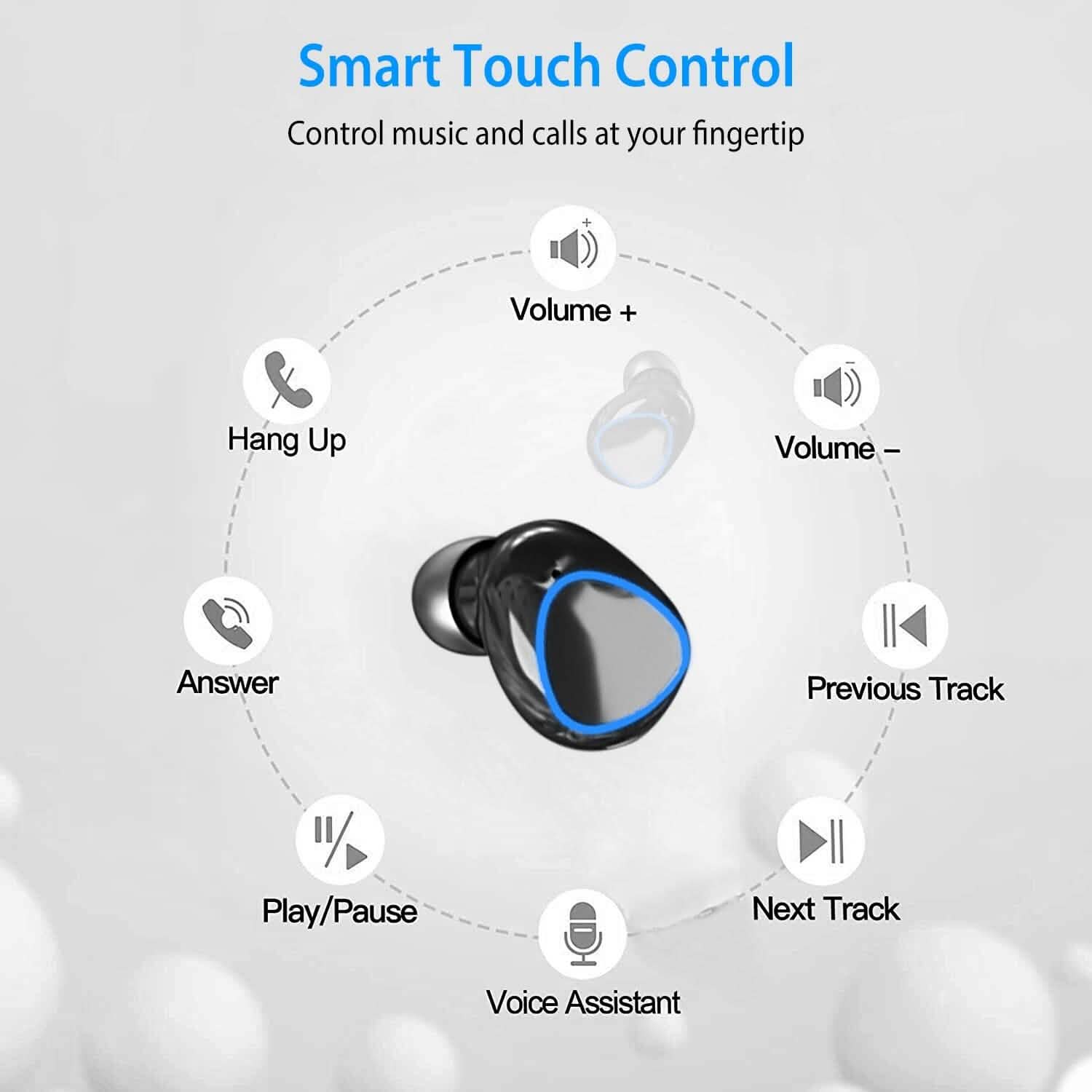 5.1 TWS Wireless Earbuds Touch Control Headphone Headphones - Tophatter Daily Deals