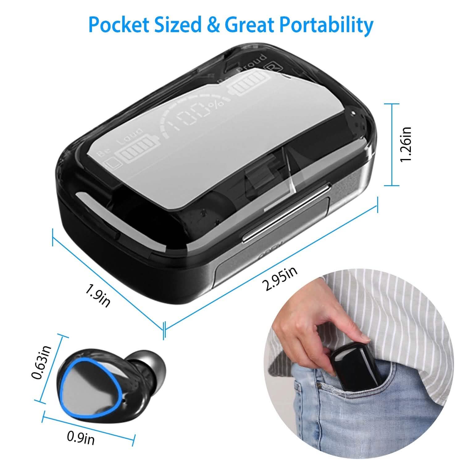 5.1 TWS Wireless Earbuds Touch Control Headphone Headphones - Tophatter Daily Deals