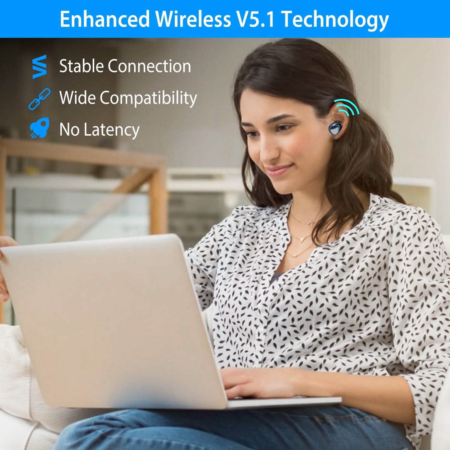 5.1 TWS Wireless Earbuds Touch Control Headphone Headphones - Tophatter Daily Deals