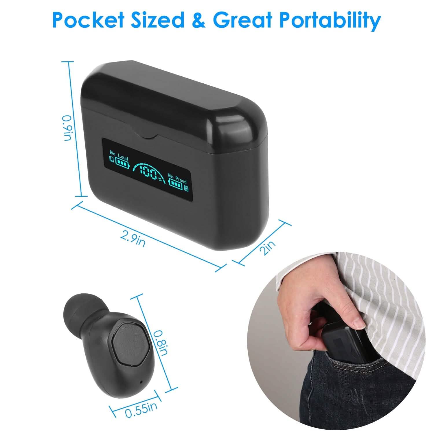 5.1 TWS Wireless Earphone with Charging Case IPX4 Waterproof Power Bank Headphones - Tophatter Daily Deals