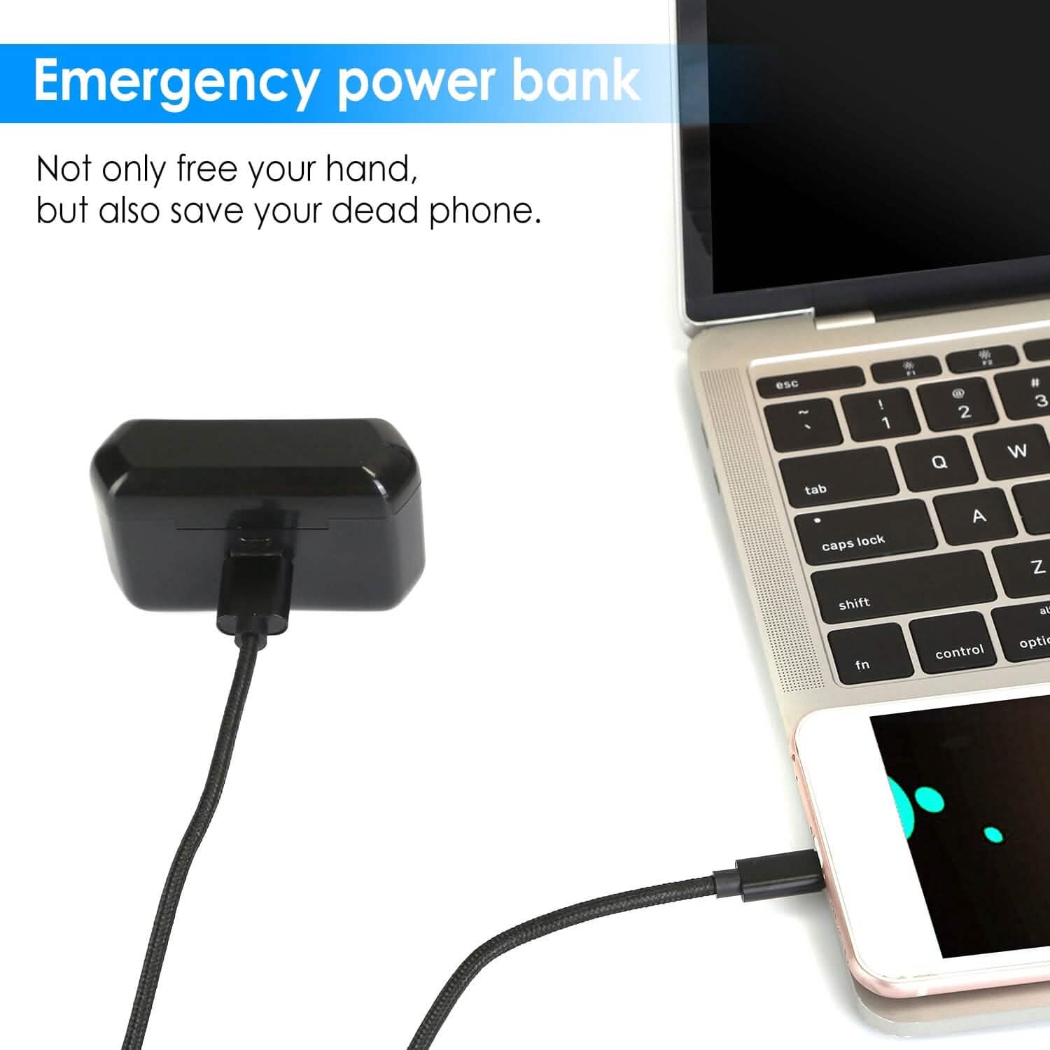 5.1 TWS Wireless Earphone with Charging Case IPX4 Waterproof Power Bank Headphones - Tophatter Daily Deals