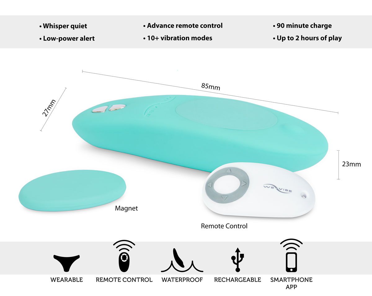 We-Vibe Moxie Wearable Panty Vibrator in Aqua Clitoral Vibrator - Tophatter Daily Deals
