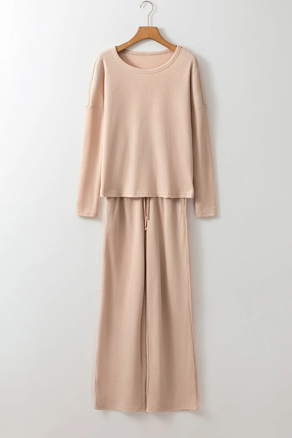 Parchment Textured Long Sleeve T Shirt and Pants Lounge Set Loungewear & Sleepwear/Loungewear - Tophatter Daily Deals