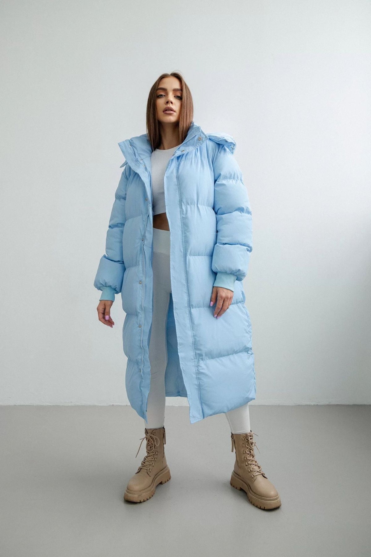 Warm Cozy Women's Puffer Coat - Longline, Cotton, Winter Light Blue 3D Changing Face Moving Picture Frame - Tophatter Daily Deals
