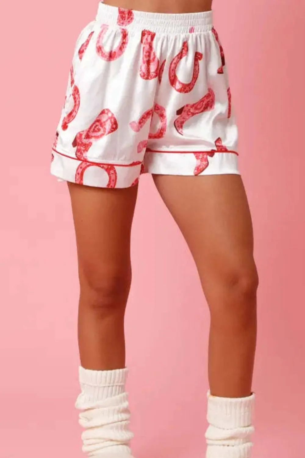 Printed Button Up Top and Shorts Lounge Set Loungewear Sets - Tophatter Daily Deals