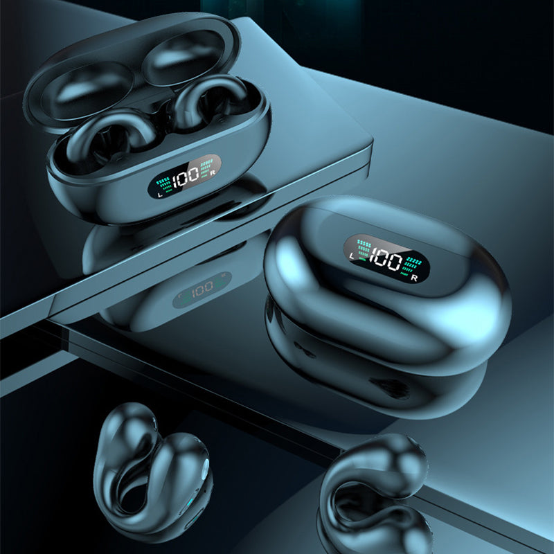 Bone Conduction Headphones TWS Earbuds Ear Clip Bluetooth 5.3 Touch Wireless Earphone In-Ear Bass HIFI Sports Headset 0 - Tophatter Daily Deals