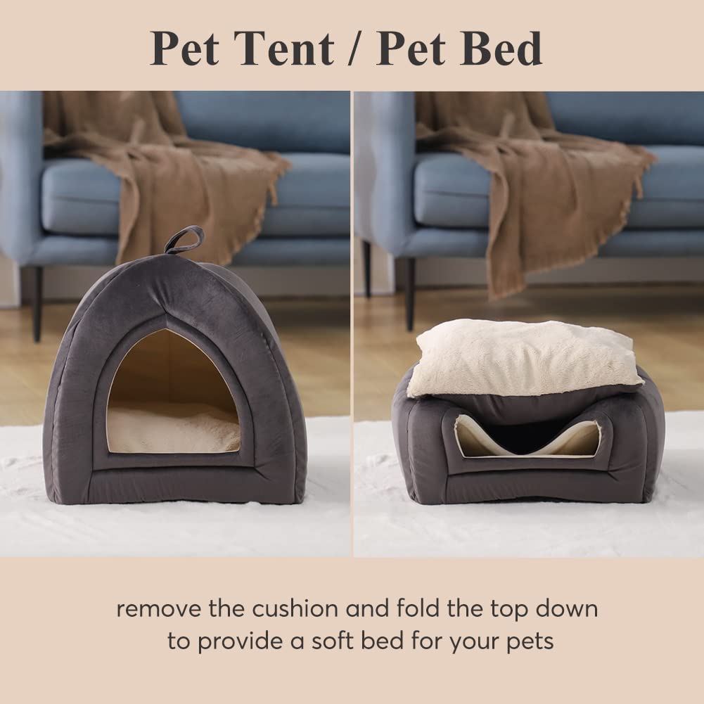 Kasentex Cat Bed, Lovely Tent with Removable Washable Pillow Cushion Pet Beds - Tophatter Daily Deals