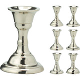 Silver Metal Candlestick | Silver Effect Short Candle Holder Stand - 8cm Candlestick - Tophatter Daily Deals