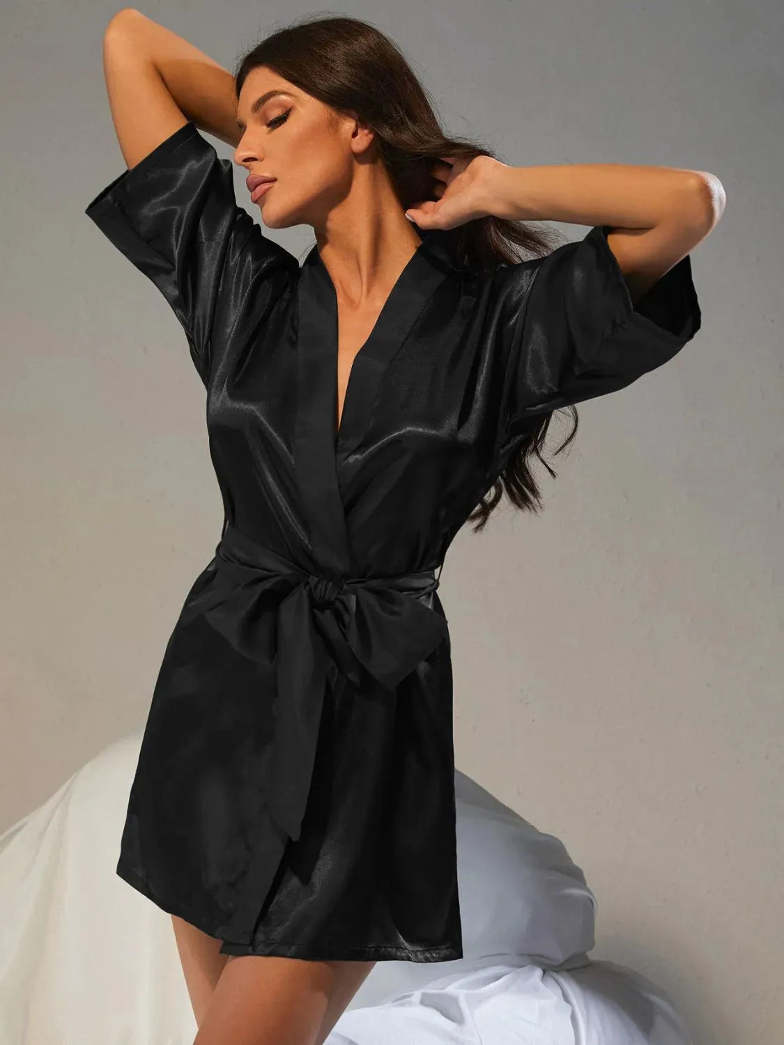 Belted Half Sleeve Robe Sleep Dresses - Tophatter Daily Deals