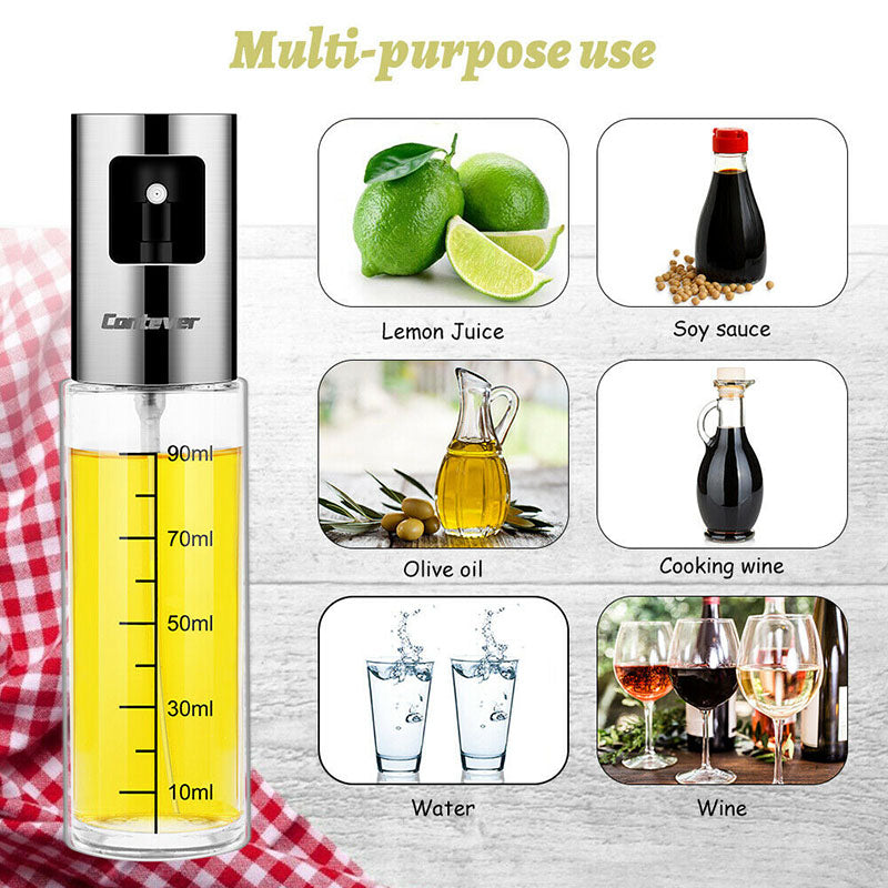 2PCS Stainless Oil Sprayer Cooking Mister Spray Fine Bottle Kitchen Tool UK 5 - Tophatter Daily Deals