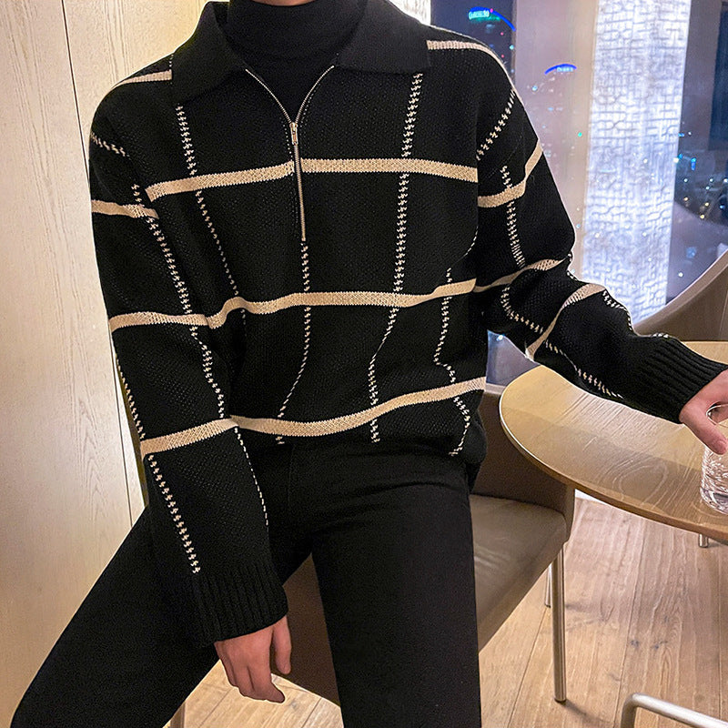 Oversized Men's Knit Polo - Checked Lapel, Open Knit 3D Changing Face Moving Picture Frame - Tophatter Daily Deals