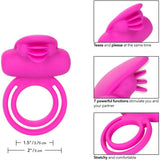 Dual Clit Flicker Vibrating Cock Ring in Pink Cock Ring - Tophatter Daily Deals