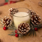 Christmas Wreath Scented Fragranced Candle Pot Ornament ~ Xmas Table Centrepiece Decoration ~ Red Wax - Spiced Apple & Cinnamon Scented Candle - Tophatter Daily Deals