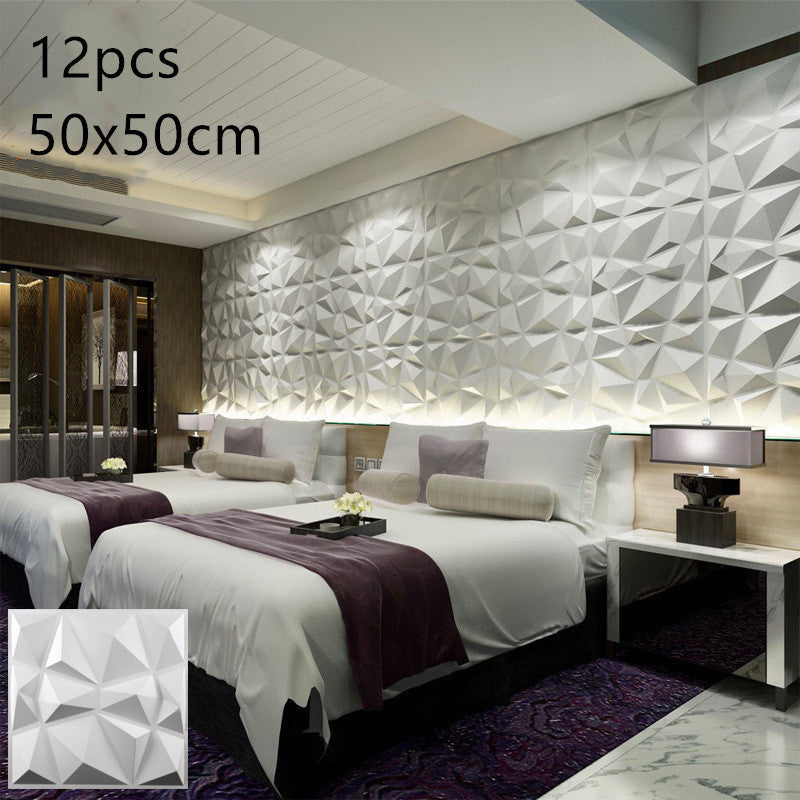 3D solid background wall panel Matte white12pc 50X50 0 - Tophatter Daily Deals