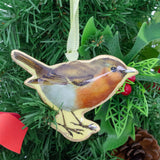 Bird Christmas Bauble | Vintage-Style Metal Tree Ornament with Hanging Ribbon Baubles - Tophatter Daily Deals