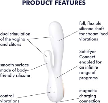 Satisfyer Mono Flex White Waterproof Silicone Vibrator with Dual Motors and Bluetooth App Compatibility > Sex Toys > Couples Toys - Tophatter Daily Deals
