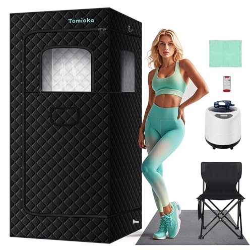 Tomioka® Portable Steam Spa Sauna + Chair Tomioka® Black Saunas - Tophatter Daily Deals