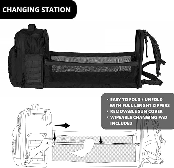 Phil & Jack Dad Diaper Bag Backpack, Baby Diaper Bag with Changing Station, Tactical Military Style, Womens Mens Diaper Bag (Black) Handbags & Wallets - Tophatter Daily Deals