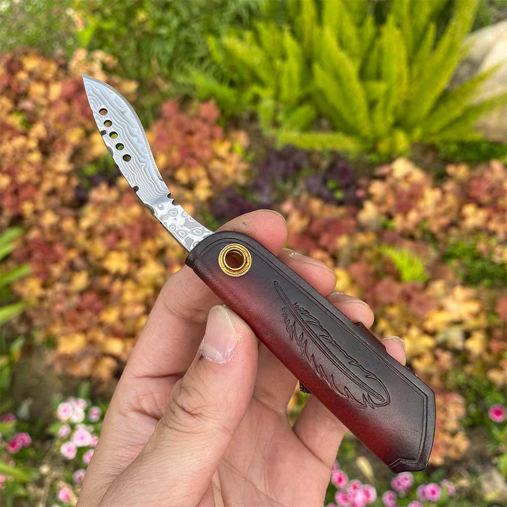 Damascus Steel Nepal Knife With Leather Case - Tophatter Daily Deals