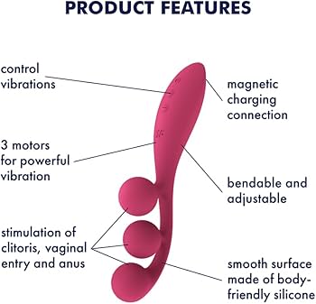 Satisfyer Tri Ball 1 Red Multi Vibrator with Adjustable Wire and Three Powerful Motors > Vibrators > Unconventional - Tophatter Daily Deals