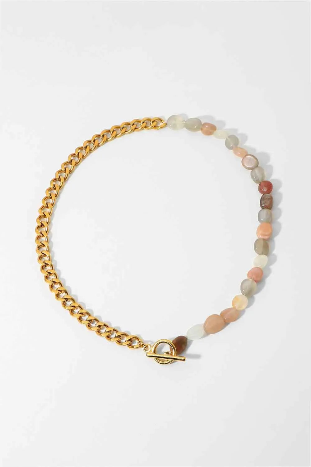 Stainless Steel Half Bead Half Chain Necklace Necklaces - Tophatter Daily Deals