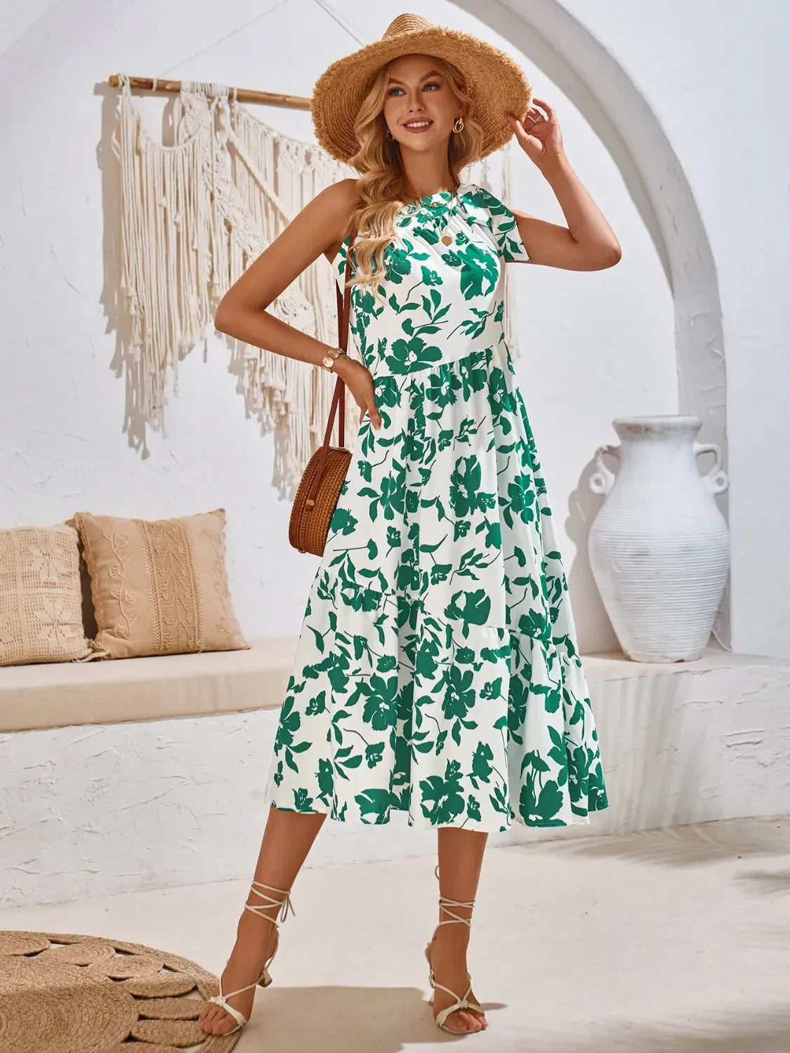 Tied One Shoulder Sleeveless Dress Teal Casual Dresses - Tophatter Daily Deals