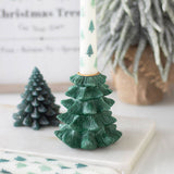 Green Fir Tree Candle Holder with Taper Candle | Festive Christmas Centrepiece Candle Holder - Tophatter Daily Deals