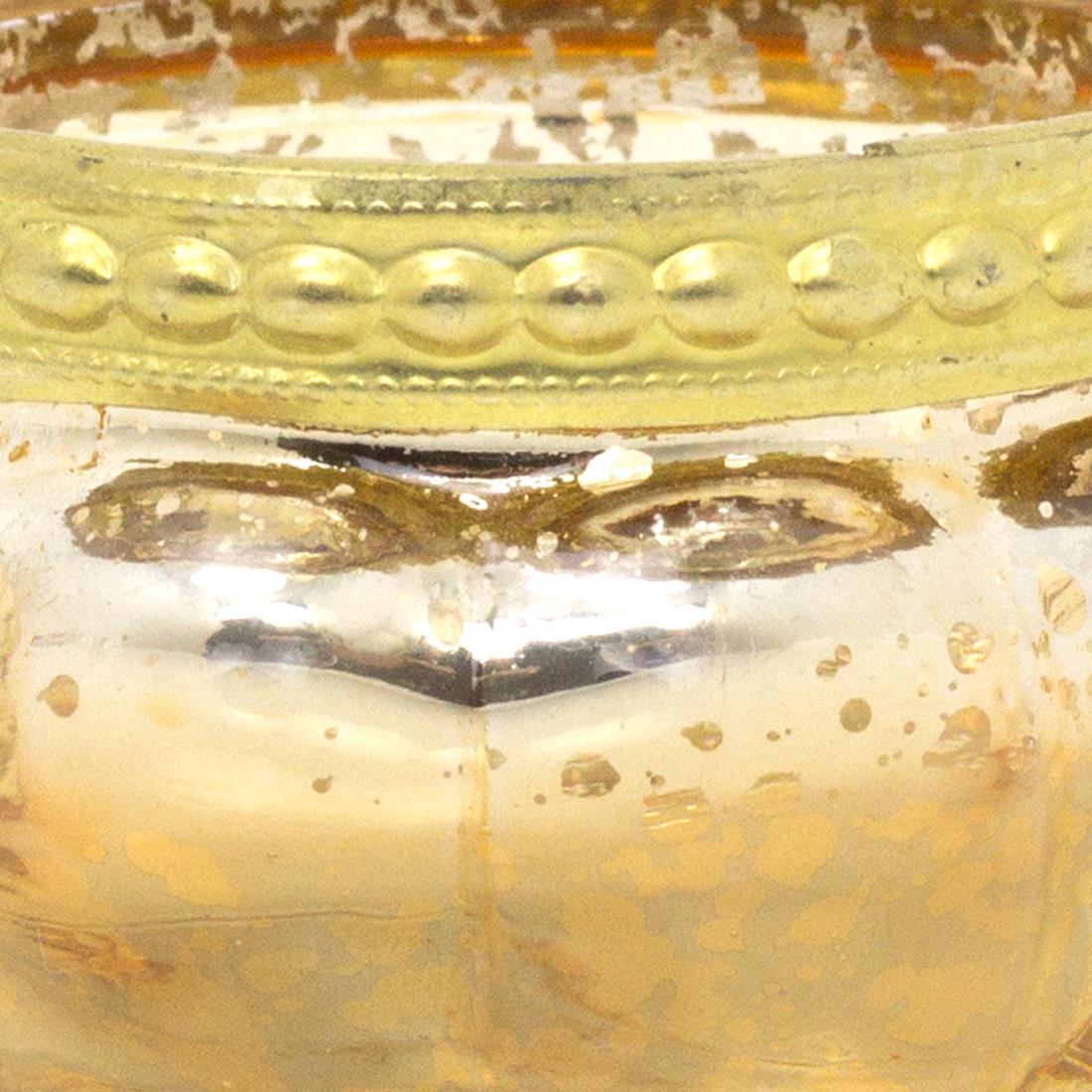Gold Mercury Effect Glass Tealight Holder | Gold Speckled Tealight Holder | Glass Candle Holder Ribbed Candle Pot Candle Holder - Tophatter Daily Deals
