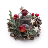 Traditional Pinecone & Berries Wooden Christmas Wreath Tealight Candle Holder Candle Holder - Tophatter Daily Deals